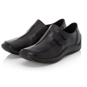 NEW Rieker Antistress Black Leather Slip On Celia Loafers EU Sz 38 US Sz 7 7.5